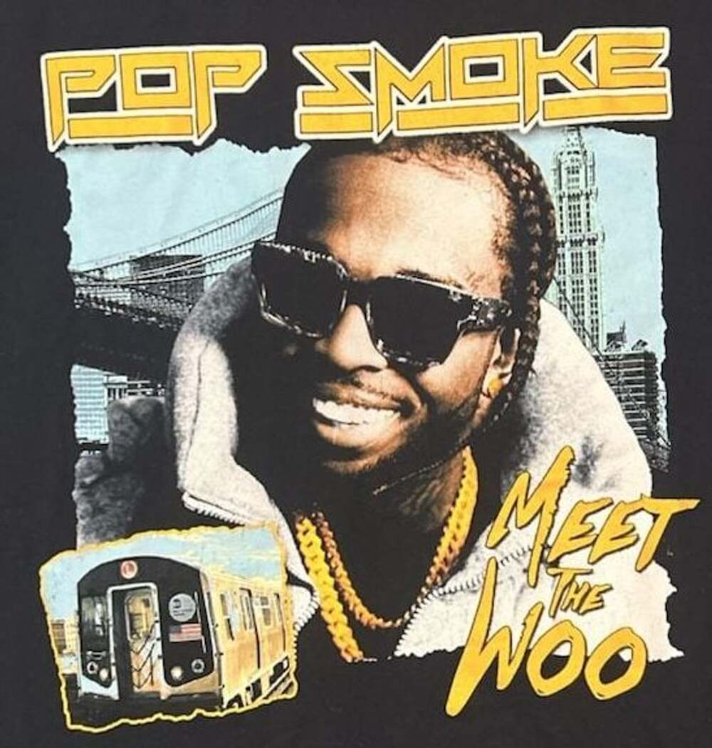 Pop Smoke Meet the Woo Graphic T-Shirt Black Size Large